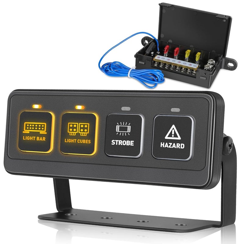 OFFROADTOWN 4 Gang Switch Panel Wireless Remote Control 4 Light Modes Multifunction Controller System Compact Mini Relay Switch Box Offroad Light Switch Panel for Trucks UTV ATV SUV Pickup Jeep Boat - Image 1
